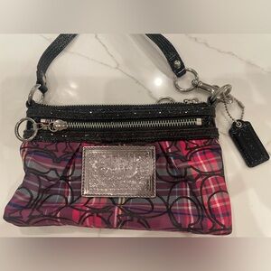 Coach Poppy Tartan Plaid Wristlet